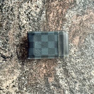 Louis Vuitton Black and Gray Checkered Card Holder